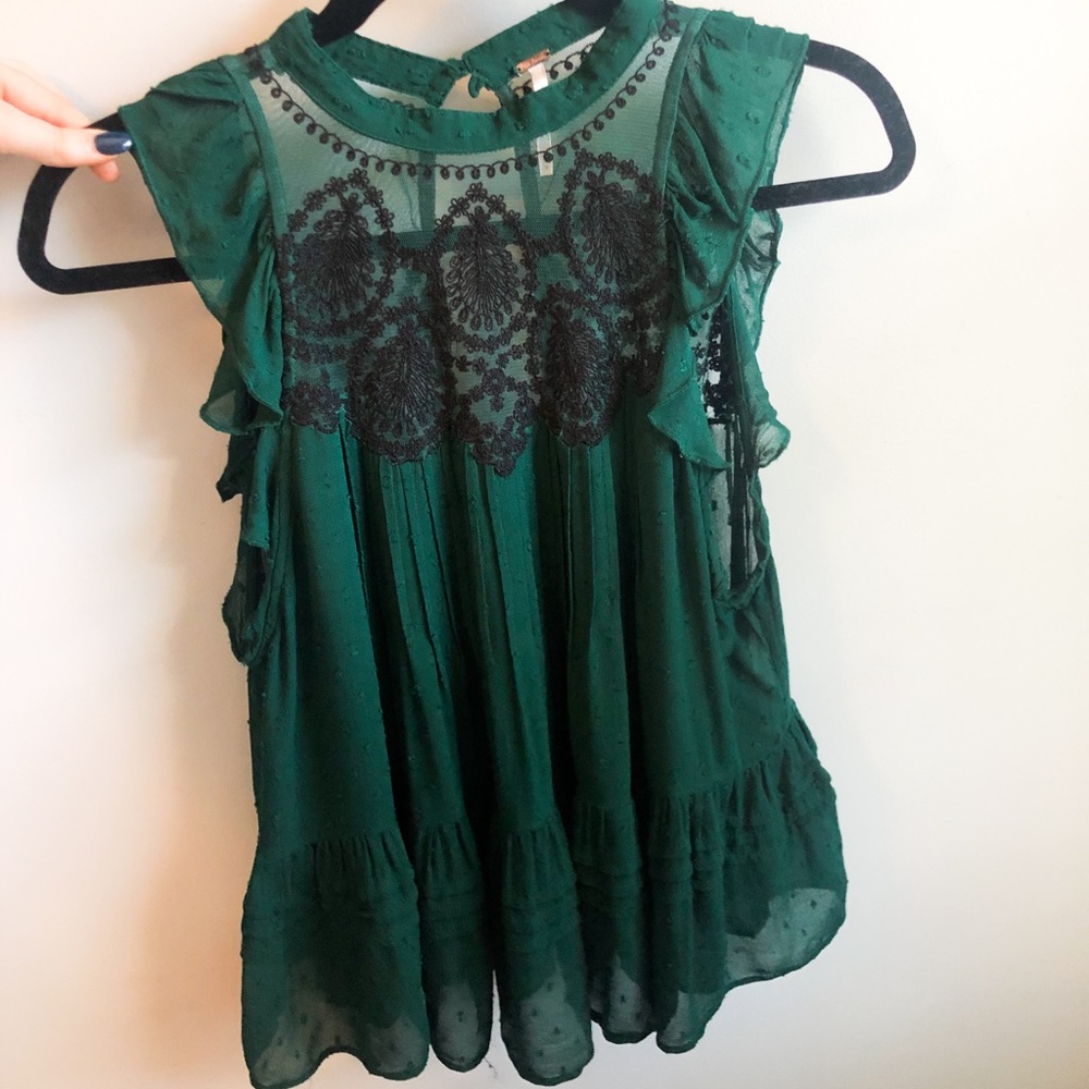 Free people green sleeveless blouse
